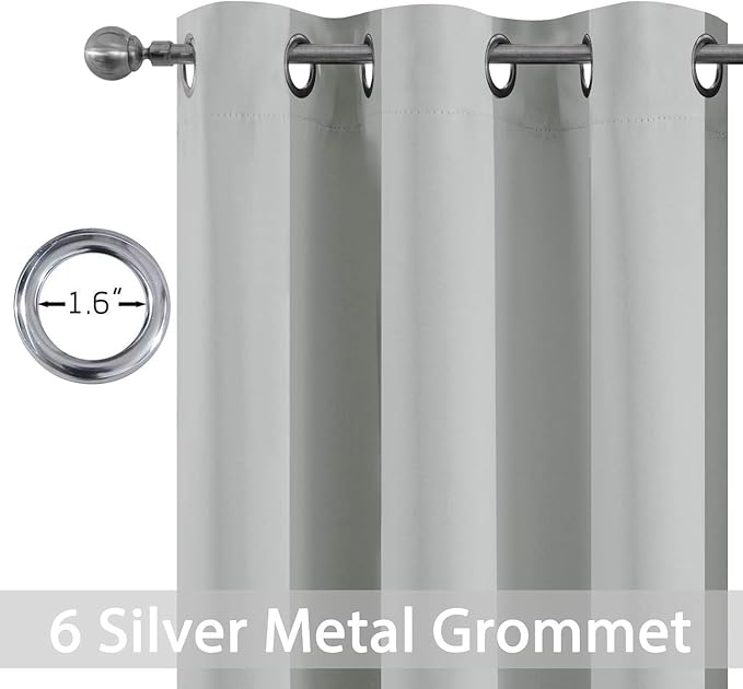 Yakamok Light Gray Blackout Curtains Light Blocking Thermal Insulated Window - Image 3
