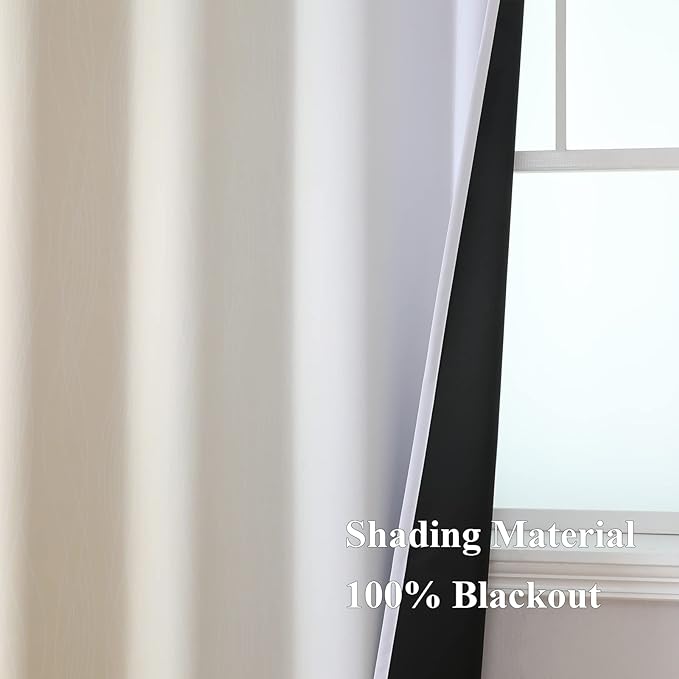 Estelar Textiler Beige and Grayish White Blackout Curtains & Drapes - Image 5