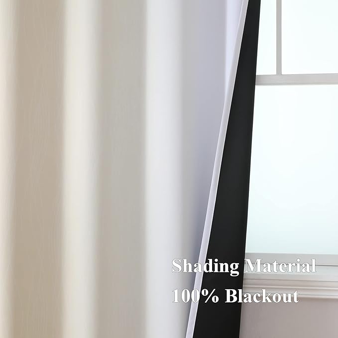 Estelar Textiler Beige and Greyish White Blackout Curtains 108 Inches Long - Image 5