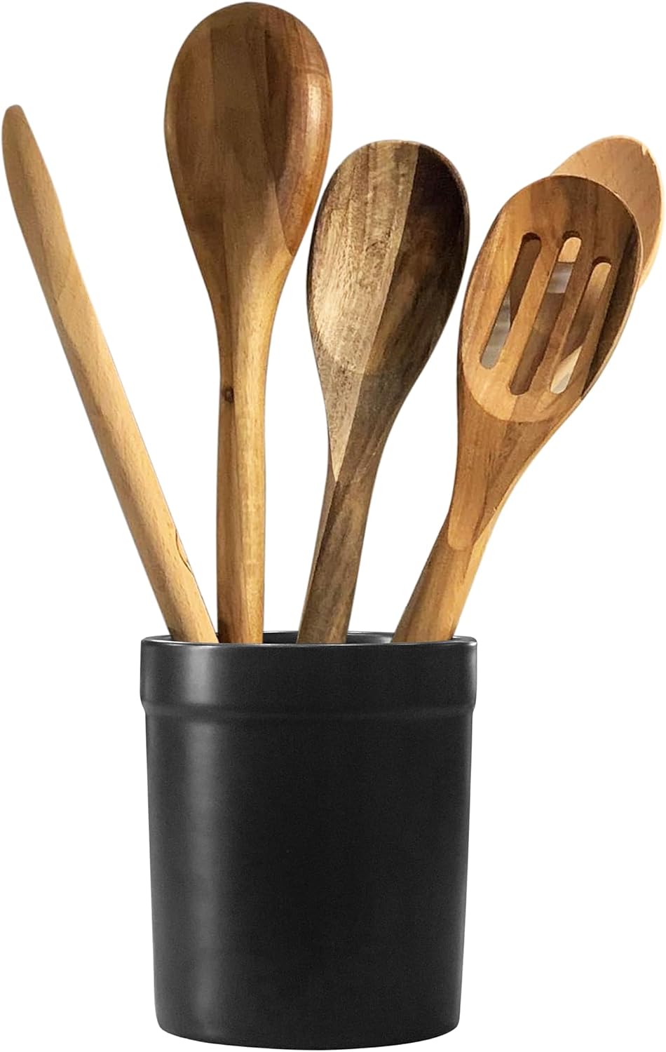 Fox Run Utensil Holder, White Stoneware 4.75 x 4.75 x 5.5 inches