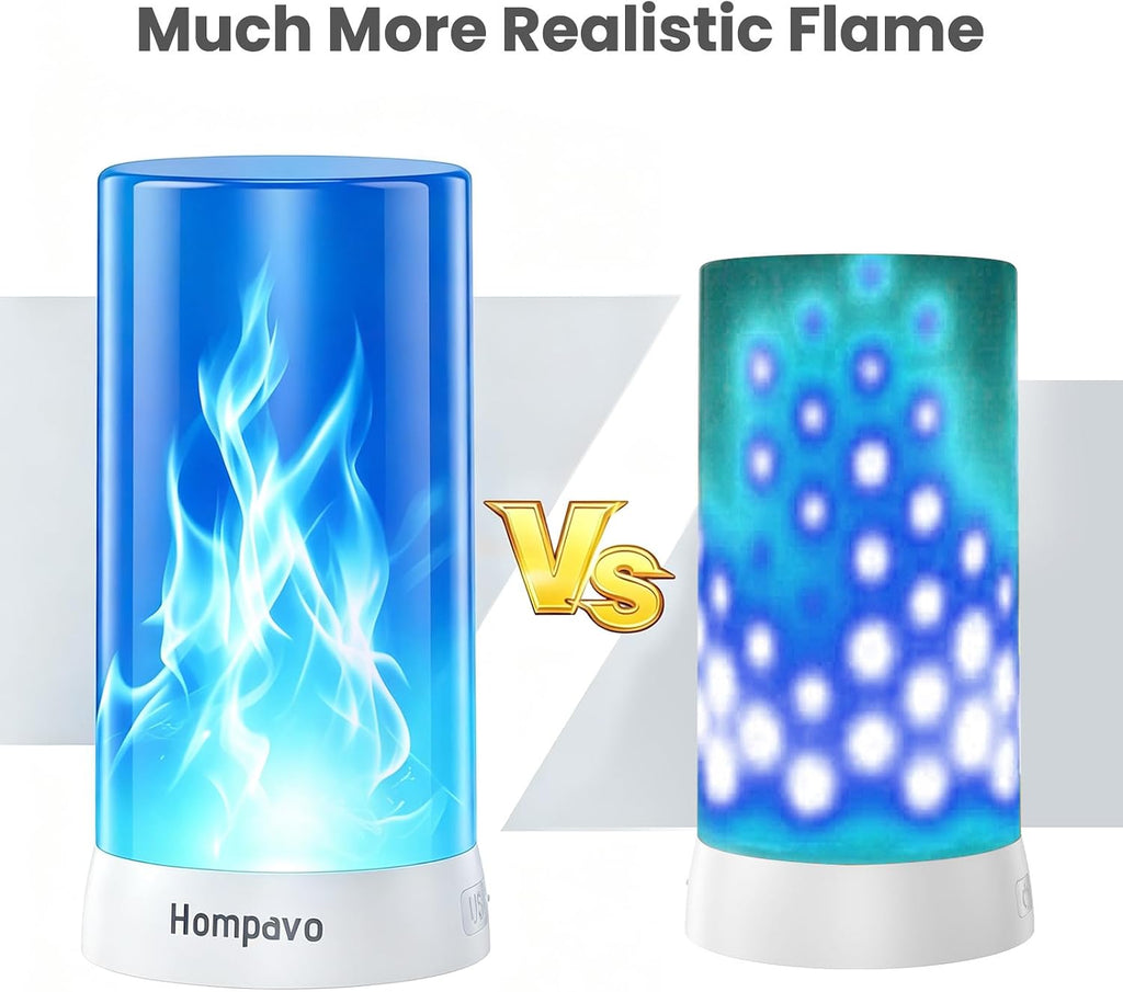 Hompavo 【Upgraded】 Flame Lights with Remote, Timer, 4-Mode Rechargeable