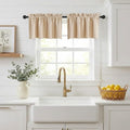 NICETOWN Farmhouse Valances for Kitchen/Bathroom/Living Room/Bedroom Blackout Privacy Adjustblae Rod Pocket Short Winow Curtains for Cafe/Loft/Office, 1 Pair, 42" x 18" + 1.6" Header, Biscotti Beige