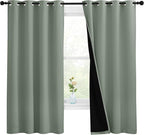 NICETOWN Greyish Green 100% Blackout Lined Curtains, 2 Thick Layers Completely by NICETOWN