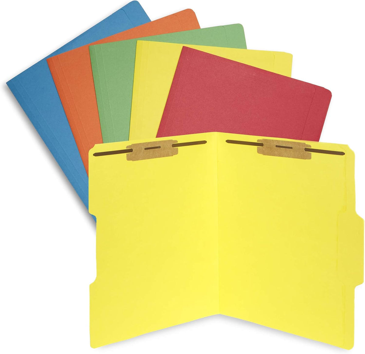 Blue Summit Supplies 50 Assorted Fastener File Folders, Letter, 2 Prong