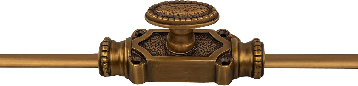 Antique Brass Cremone Bolt Set - Solid Brass Cabinet Hardware with 2' Rods & Handle, Perfect for Cabinets & Restoration Projects, Easy One-Side Operation for Timeless Charm