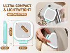 GOMIPURU Travel Mirror with Light, 1x/30x Magnifying Mirror with 3 Color Lights and Adjustable Brightness, 4.5x3.9 inch Small Compact Hangable Hand Pocket 3 Way Mirrors, Comes with Tweezer