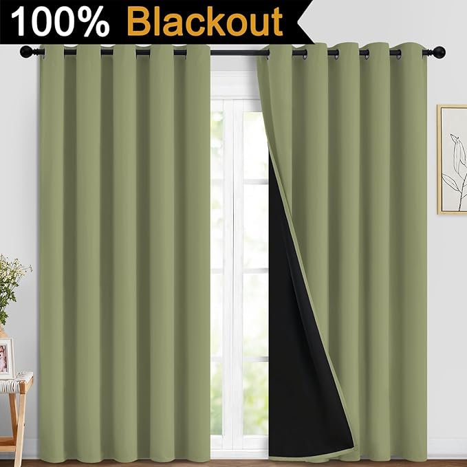 Yakamok 100% Blackout Window Curtain Panels, Heat and Full Light Blocking Drapes - Image 2