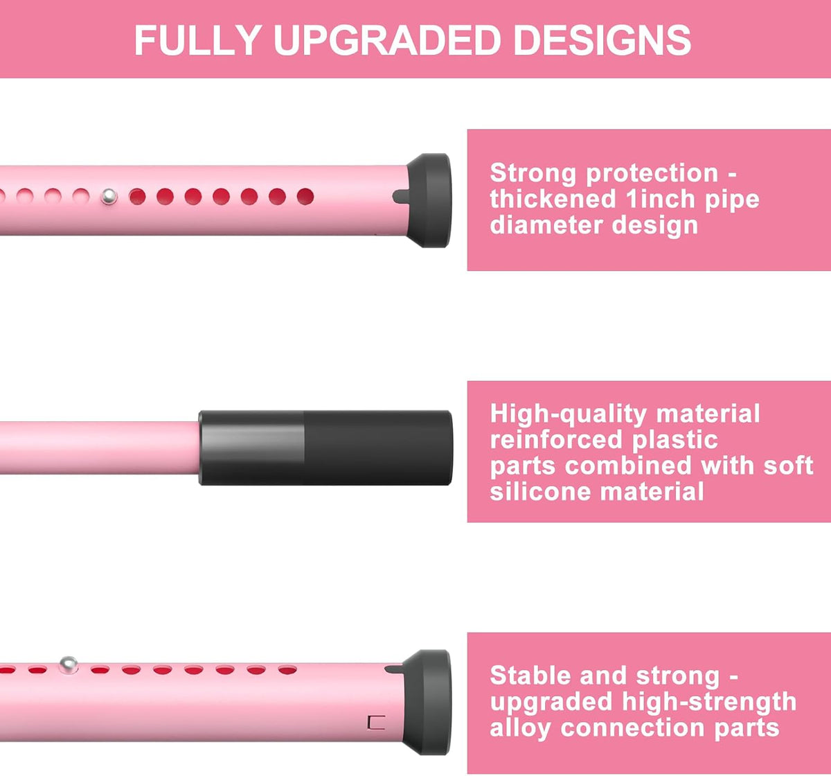 AceMining 1 Pack Sliding Door Security Bar, Patio Door Lock, 20-50 in, Pink