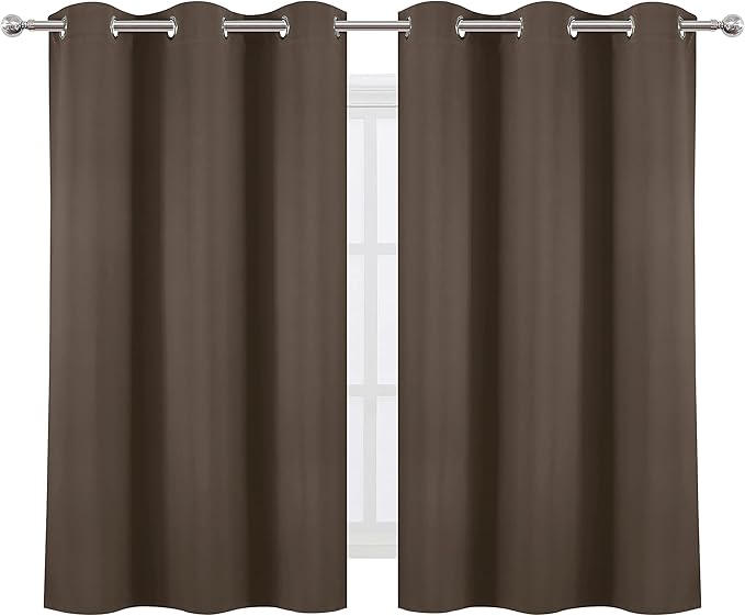 LEMOMO Chocolate Brown Blackout Curtains 38 x 54 Inch Length/Set of 2 Curtain - Image 2