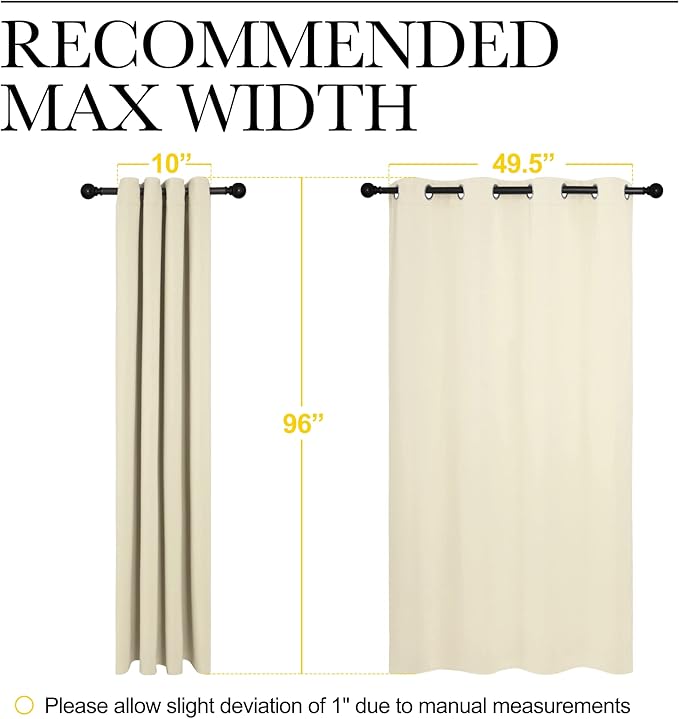NICETOWN Beige Room Darkening Curtains 96" Long - Image 7