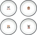 SOCOSY Cute Retro Style Smiling Dogs Ceramic Seasoning Dishes Sauce Dish Sushi Dipping Bowl Appetizer Plates Tea Bag Holder Serving Dish for Kitchen, 5 Inch, Set of 4