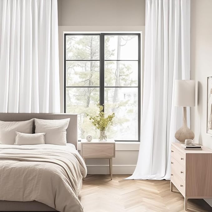 MIULEE Pure White Back Tab Light Blocking Curtains 72 Inch Length 2 Panels Set - Image 2