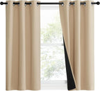 NICETOWN Bedroom Full Blackout Curtain Panels, 37 by 50-inch, Biscotti Beige by NICETOWN
