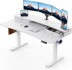 HUANUO 48″ x 24″ Electric Standing Desk with 2 Drawers, C-Clamp Mount Compatible, Height Adjustable Computer Desk, Home Office Stand Up Desk with 4 Preset Heights & 2 Hooks, Black