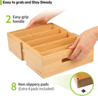 Expandable Bamboo Kitchen Cabinet Organizer for Food Container Lids Holder