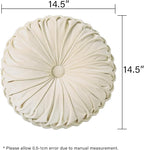 HIG Set of 2 Decorative Round Pleated Throw Pillows, Classy Accent Pumpkin - Image 4