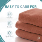 CORE 8-Piece Cotton Towel Set for Bathroom | Value Pack, Soft, Absorbent, Lightweight, Minimalist — 2 Bath Towels (27x54 in), 2 Hand Towels (16x24 in) & 4 Washcloths (12x12 in), Dune Red