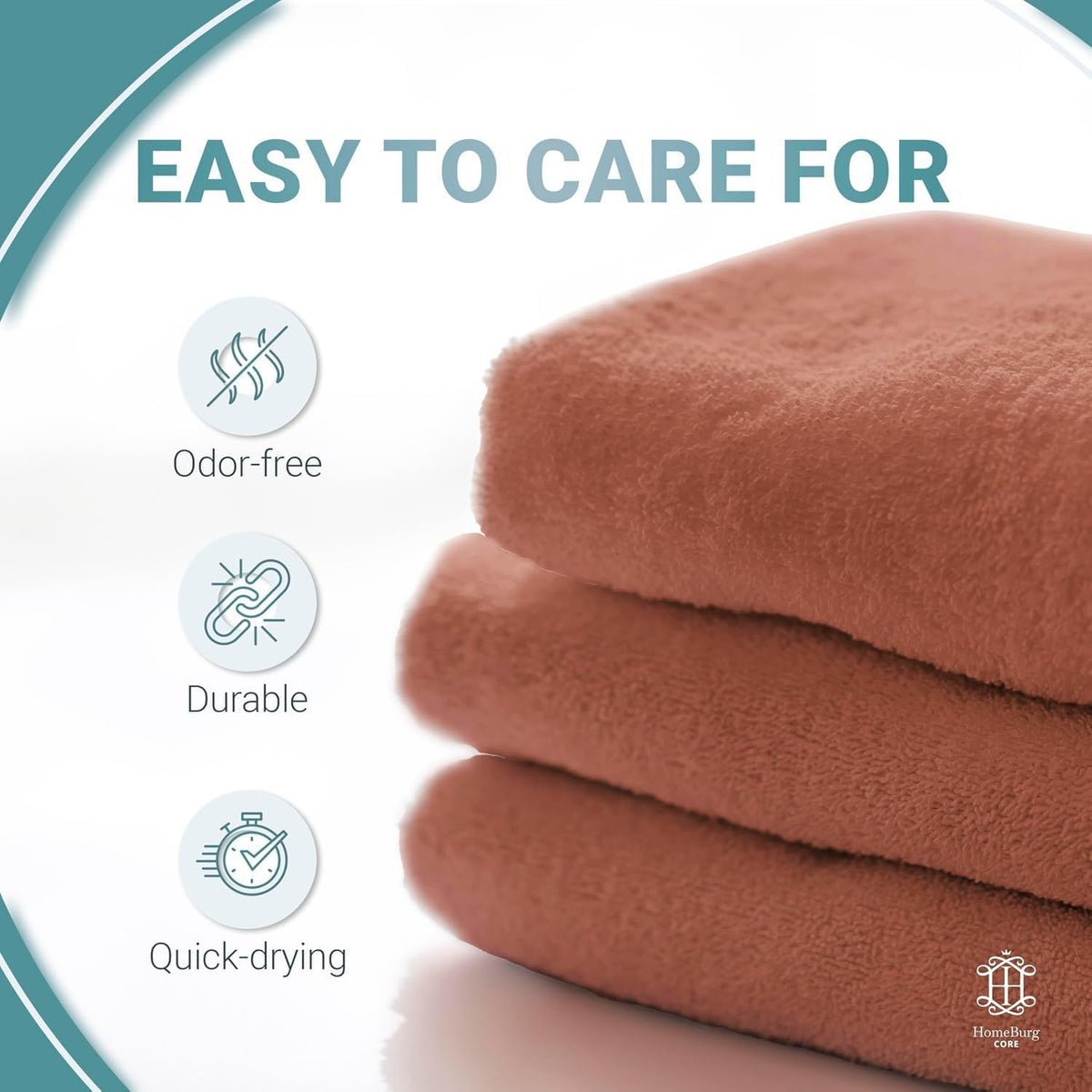 CORE 8-Piece Cotton Towel Set for Bathroom | Value Pack, Soft, Absorbent, Lightweight, Minimalist — 2 Bath Towels (27x54 in), 2 Hand Towels (16x24 in) & 4 Washcloths (12x12 in), Dune Red