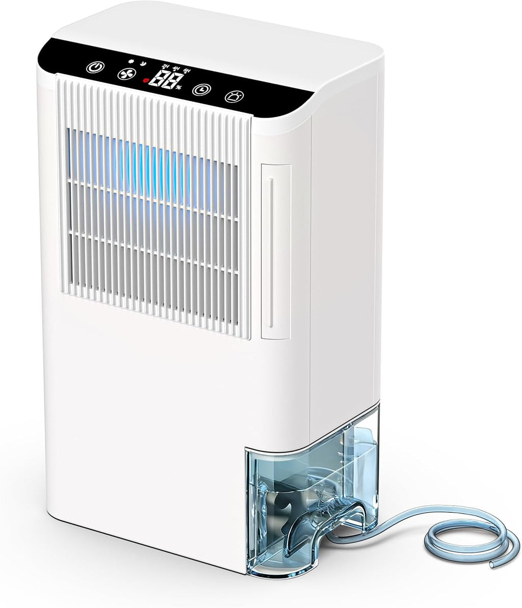 Dehumidifiers for Home, 2000 Sq.Ft Small Dehumidifier with 3.3ft Drain Hose, 2.5L Tank, Timer Sleep Mode, Portable Dehumidifier for Basement, Bedroom, Bathroom (Floral White)