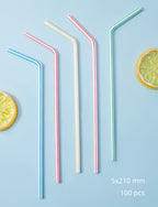Glass Straw Holder Dispenser w/Lid, Clear Container for Counter