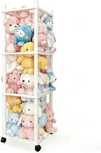 Stuffed Animal Zoo Storage with Lockable Wheels, Natural Wood