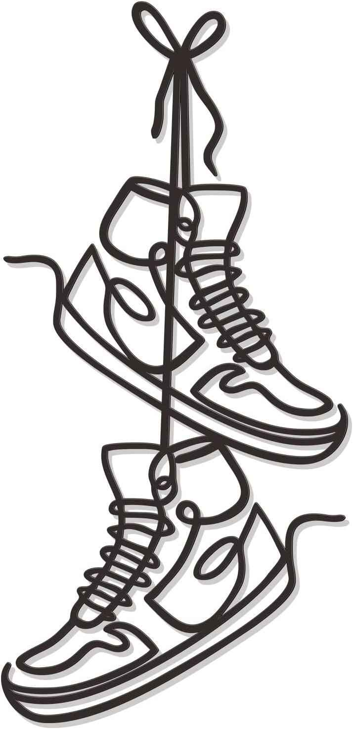 Zzbakress Large Sneaker Metal Wall Decor Black Creative Sports Room Decor