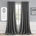 MIULEE Back Tab Grey Blackout Curtains 96 Inch Long 2 Panels Set by MIULEE