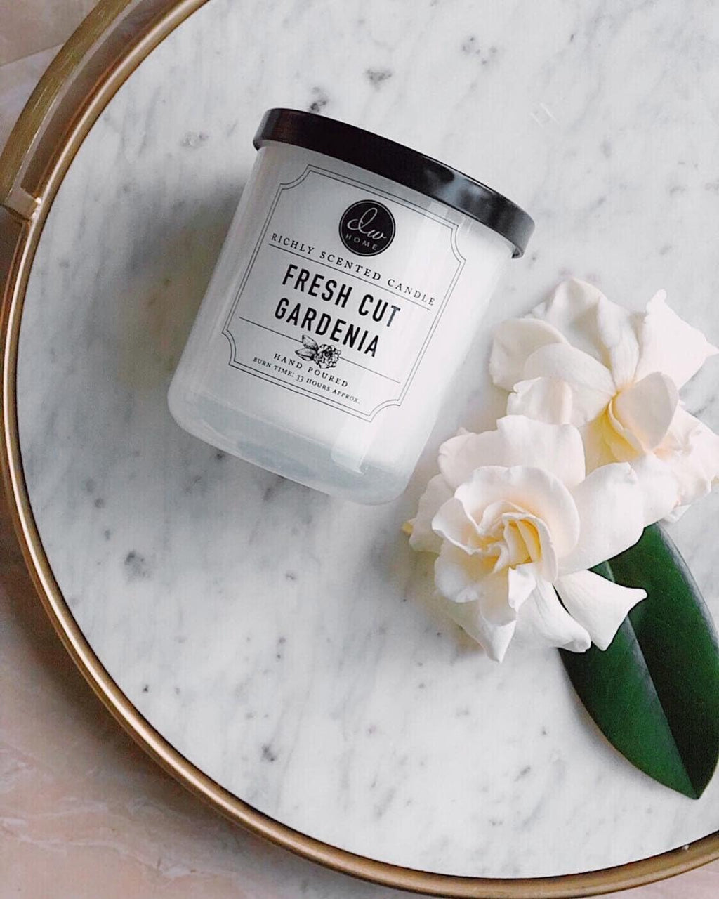 DW Home Fresh Cut Gardenia Scented Candle, 9 oz, Hand-Poured Single Wick Jar, Up to 33-Hour Burn Time, Gardenia and Jasmine Floral Fragrance for Relaxation and Gifting