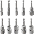 10 Pcs Power Nut Driver Drill Bit Set, 6-15mm, 6.5" Long, Magnetic