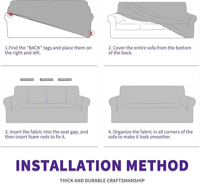 ZNSAYOTX Super Stretch Couch Cover Love Seat Sofa Covers - Image 9