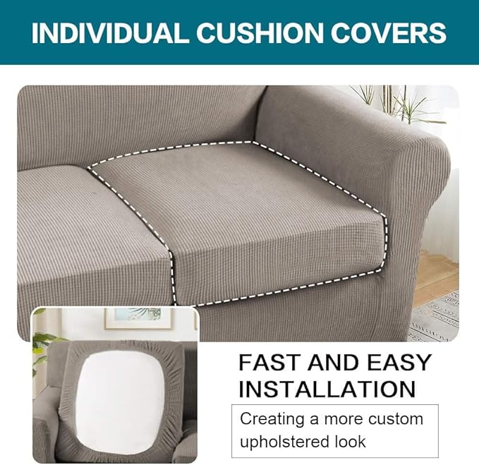 Turquoize 4 Piece Sofa Covers for 3 Cushion Couch Sofa Slipcover Soft Couch - Image 5