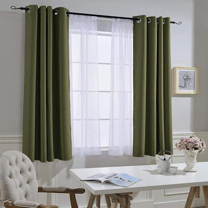 NICETOWN Blackout Olive Green Curtains 63 inches Long, Functional Blackout - Image 7