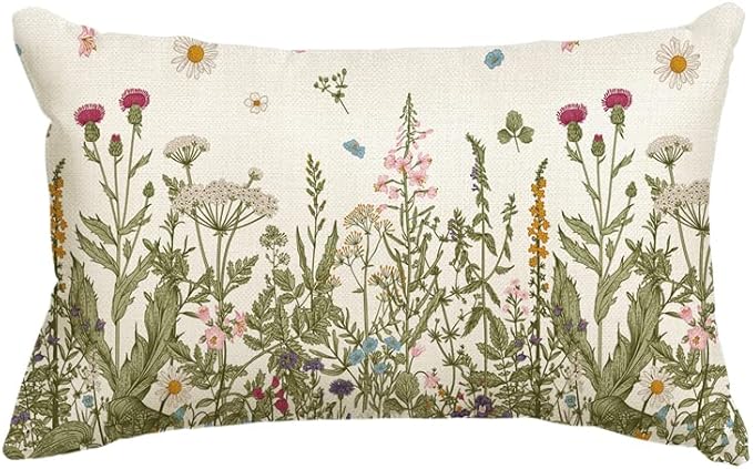 AVOIN colorlife Wildflowers Fall Throw Pillow Cover, 12 x 20 Inch Flower by AVOINcolorlife