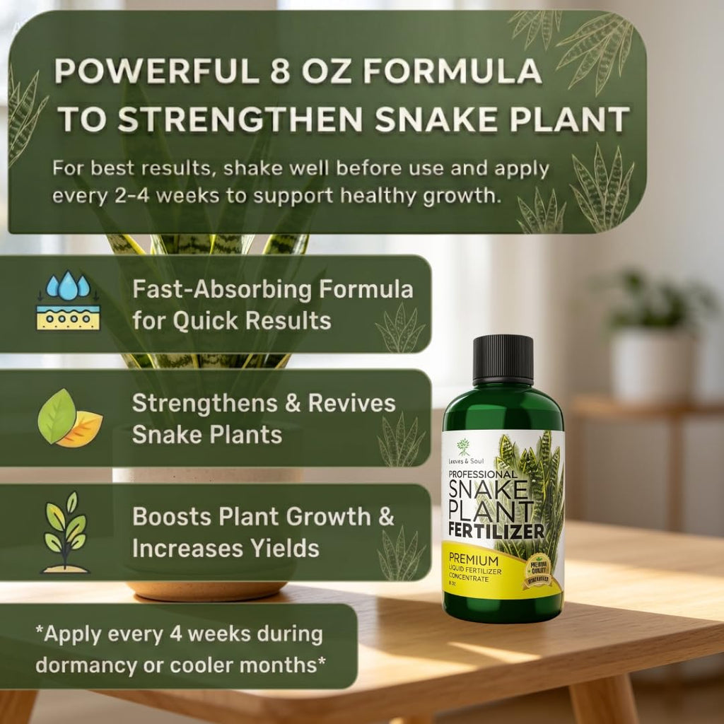 Professional Liquid Snake Plant Fertilizer 3-1-2 Concentrate 8 oz, Premium Snake Plant Food for Indoor Plants, Liquid Fertilizer for Snake Plants and Houseplants, Made in USA