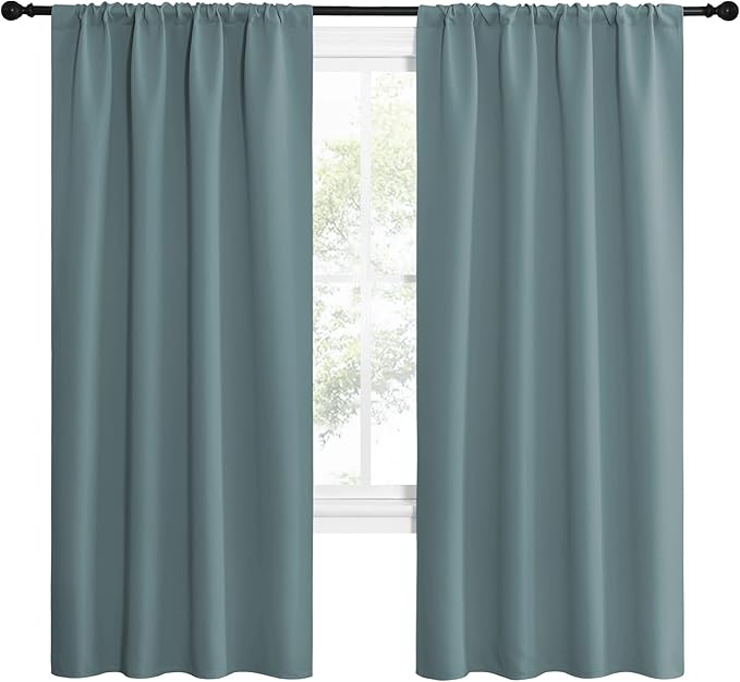 NICETOWN Greyish Blue Blackout Curtains Panels - Image 2