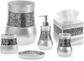 Creative Scents Crackled Glass 6 Pc. Silver Resin Bathroom Accessories Set