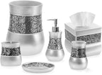 Creative Scents Crackled Glass 6 Pc. Silver Resin Bathroom Accessories Set