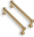 2 Pack 5 Inch Solid Kitchen Cabinet Handles Brushed Brass Heavy Duty Cabinet Pulls Satin Brass Drawer Pulls Cabinet Hardware Kitchen Handles for Cabinets Cupboard Handles