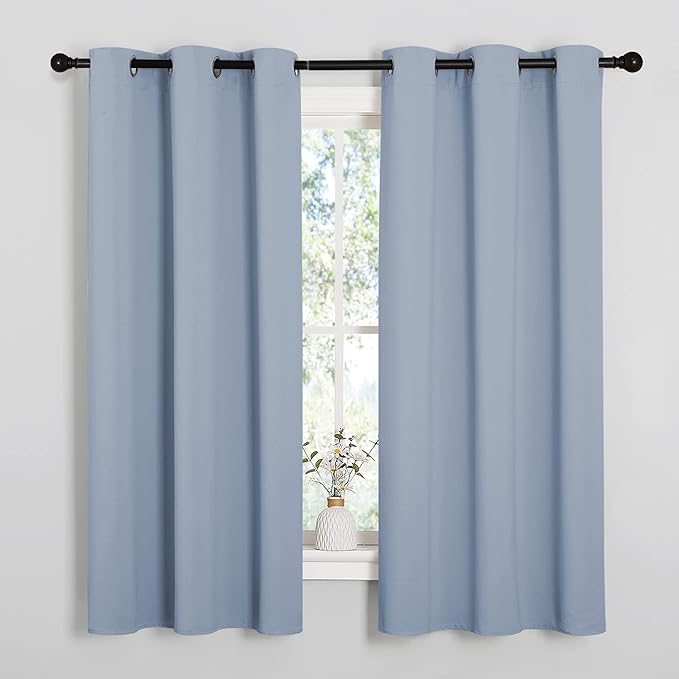 NICETOWN Vintage Blue Blackout Curtains 40 inches Length by NICETOWN