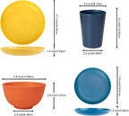 LIYH 48Pcs Multicolor Wheat Straw Dinnerware Set Plates And Bowls For 12
