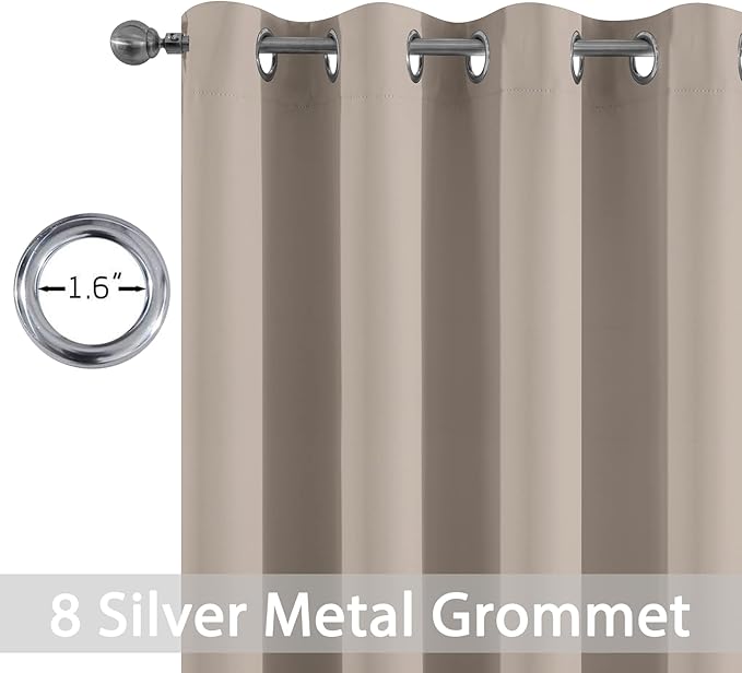 Yakamok Wide Thermal Blackout Patio Door Curtain Panel, Natural Grommet Sliding - Image 2