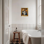 Vintage Golden Framed Halloween Bathroom Print Funny Ghost on Toilet Wall Art Rustic Spooky Halloween Bathroom Wall Decor