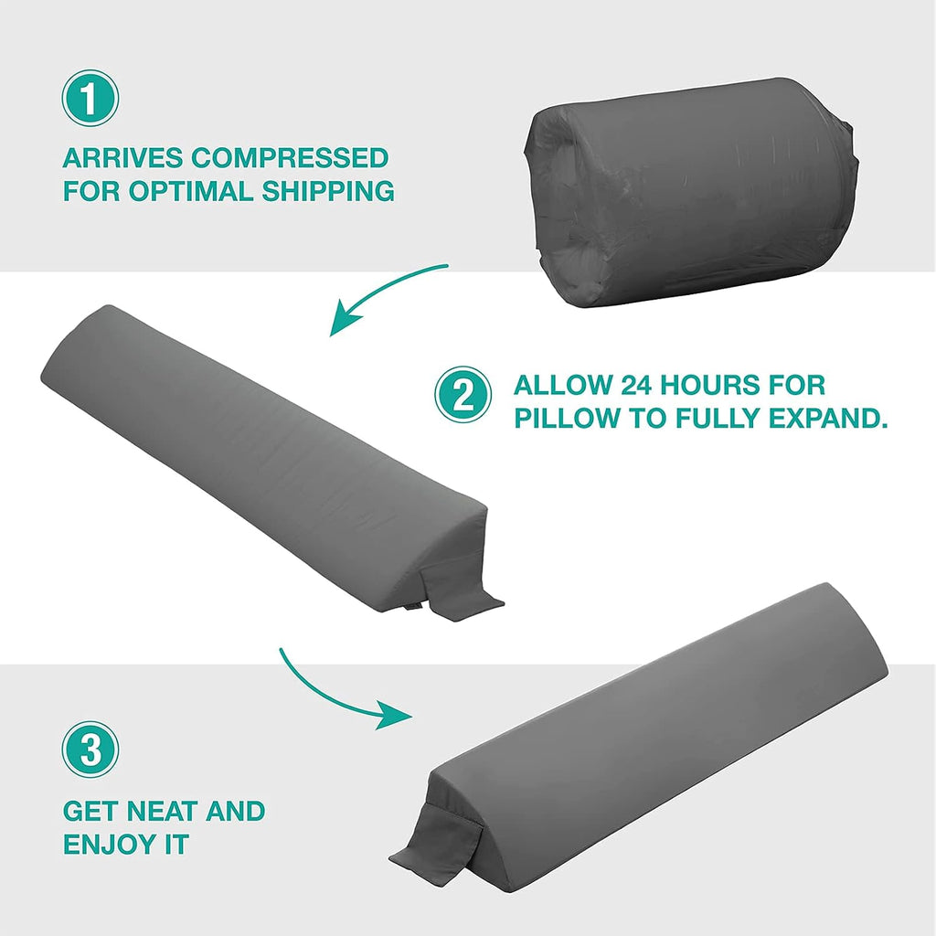 Vekkia Queen Bed Wedge Pillow for Headboard Gap,Mattress Gap Filler-Gray