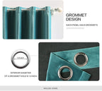 MIULEE 2 Panels Blackout Velvet Curtains Solid Soft Grommet Teal Curtains - Image 2