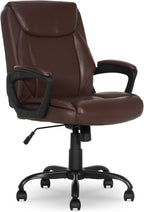 Amazon Basics Classic Puresoft PU Padded Mid-Back Office Chair with Armrest, Height Adjustable, Easy to Assemble, 26"D x 23.75"W x 42"H, Cream