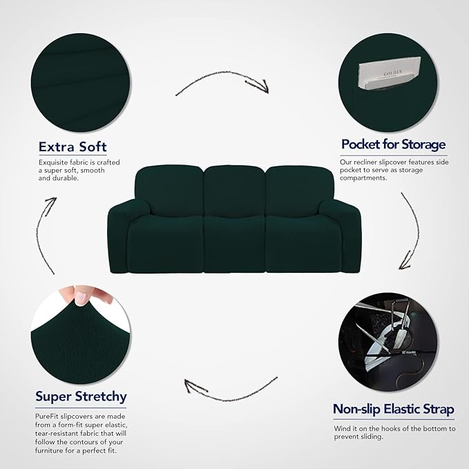 PureFit Super Stretch 3 Seats Recliner Sofa Couch Cover - Image 3