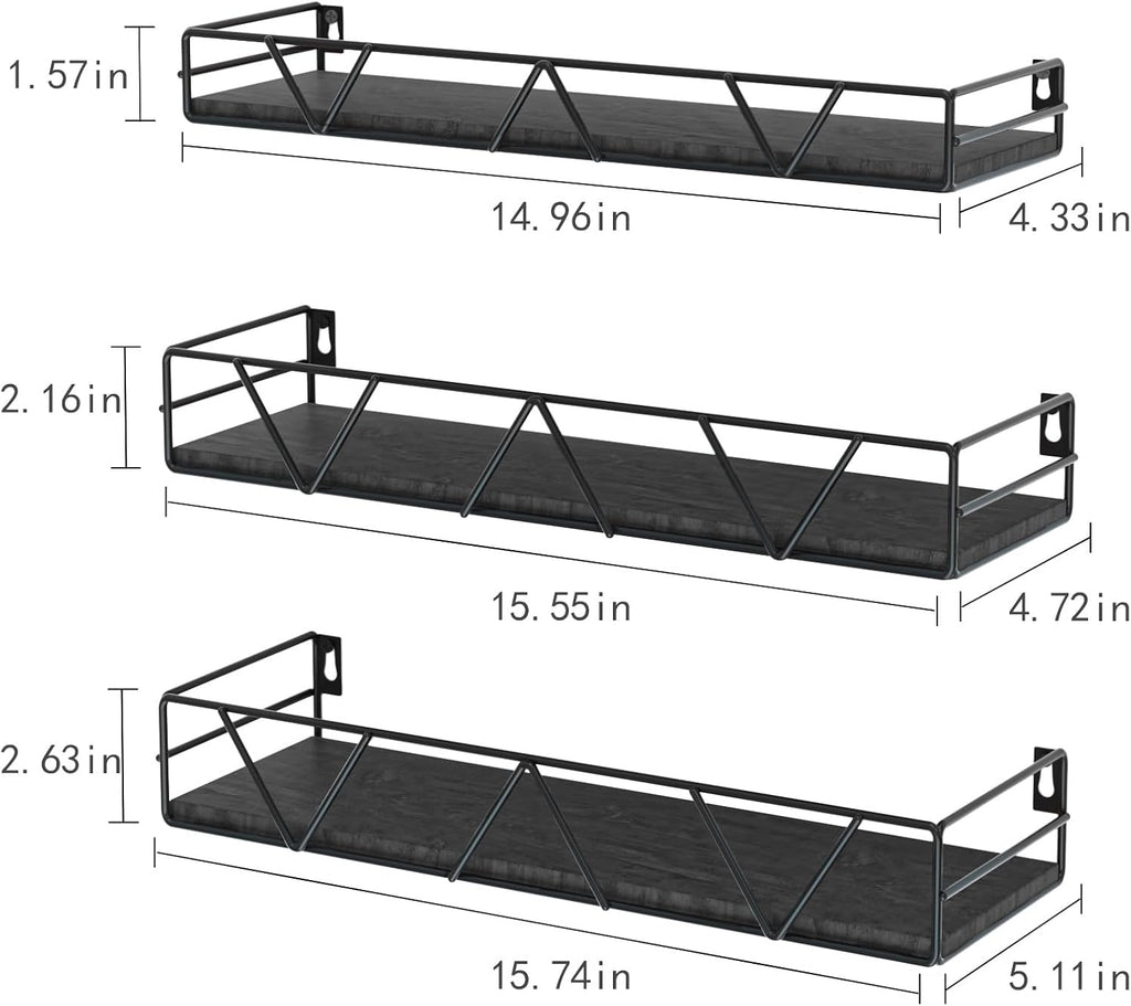 Floating Shelves Set of 3, Wood Wall Shelf, Farmhouse Shelf for Bedroom