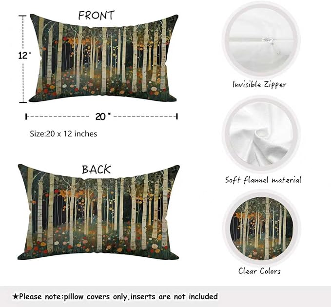 Rustic William Morris Inspired Autumn Forest Decor Pillow Covers 12x20 - Image 2