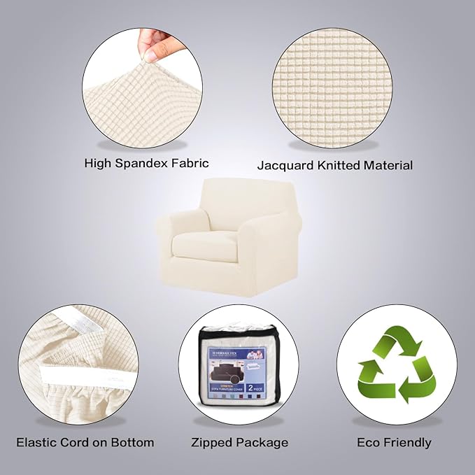 H.VERSAILTEX 2 Piece Couch Cover Stretch Stylish Chair Cover Furniture - Image 4