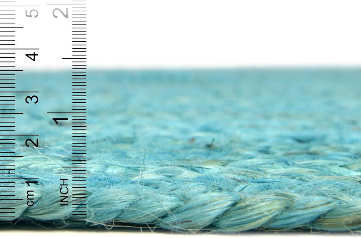 Unique Loom Braided Jute Collection Area Rug - Dhaka (9' x 12' Rectangle, Turquoise)